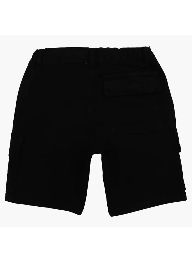 Boys Gabardine Cargo Shorts - Black - Image 2