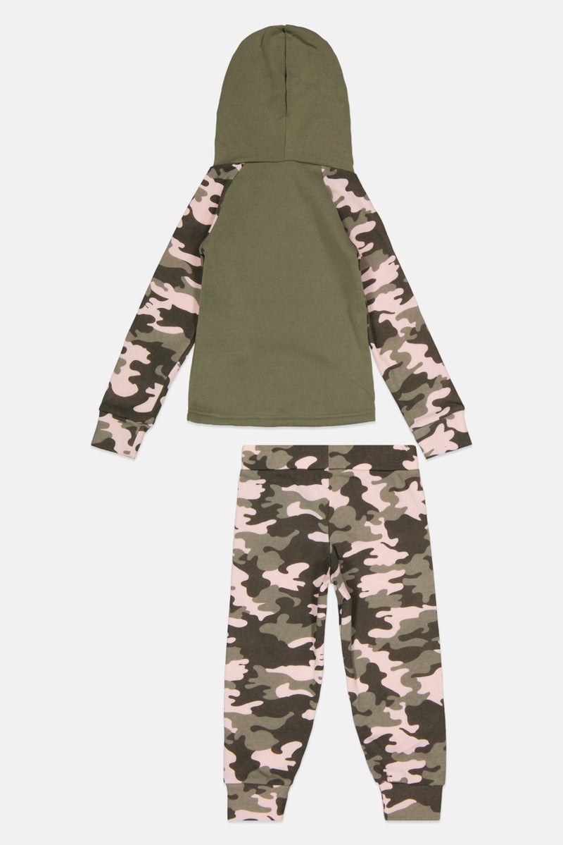 P.S from Aeropostale Kids Girl 2 Pcs Camouflage Sweatshirt And Sweatpants Sleepwear Set, Multicolor - Image 2