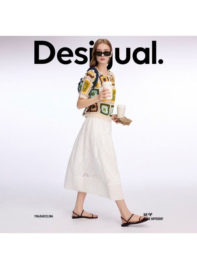 DESIGUAL loose Fit Colorful Crochet Short Sleeve Women's T-shirt - Image 3