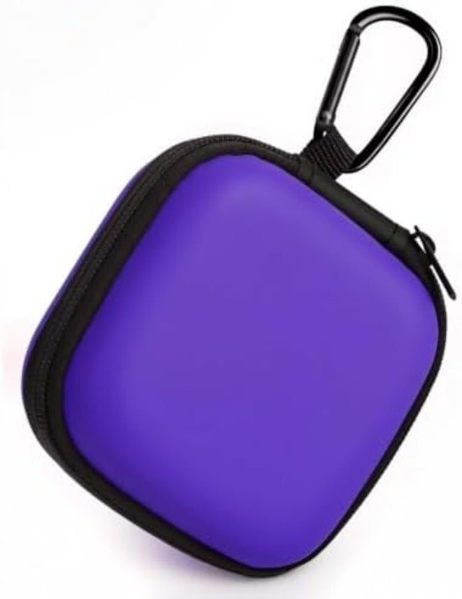 Woyinger Round Earbud Case Portable EVA Carrying Case Storage Bag Cell Phone Accessories Organizer with Carabiner for Earphone, Earbud, Earpieces, SD Memory Card, Camera Chips,Black - Image 1