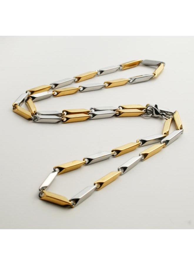 GELESE Stainless Steel Necklace Titanium Steel Men's Chain Handmade Diamond Chain Girl's Pendant With Chain Melon Seed Chain Jewelry Accessories 