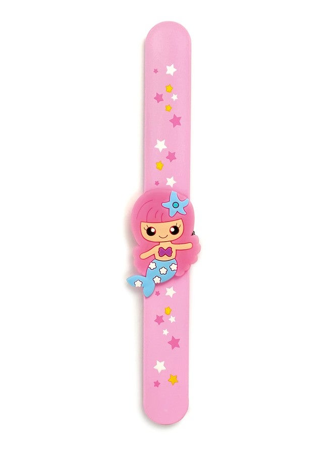 El Regalo 1 PC Mermaid Snap Wristband Kids Party Favors, Stylish Mermaid and Stars Slap Bands for Kids Girls Boys (Light Pink) - Image 1