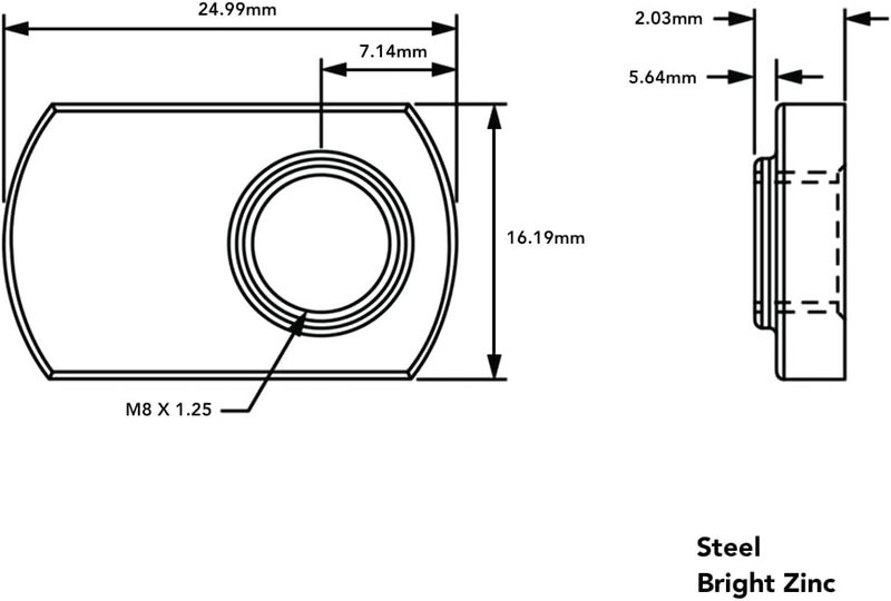 80/20 40-1981, 40 Series M8 x 1.25 Offset Slide in Economy T-Nut Steel (100 Pack) - Image 2