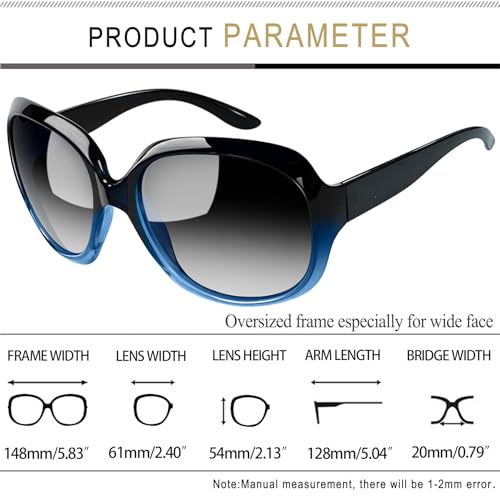 Joopin Polarized Blue Womens Sunglasses Oversized, Big Large Frame Lightweight Sun Glasses for Woman, UV Protective Ladies Wide Sunnies Shades - Image 5