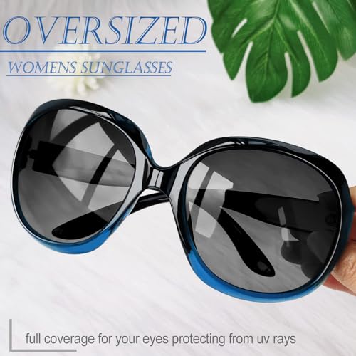 Joopin Polarized Blue Womens Sunglasses Oversized, Big Large Frame Lightweight Sun Glasses for Woman, UV Protective Ladies Wide Sunnies Shades - Image 3