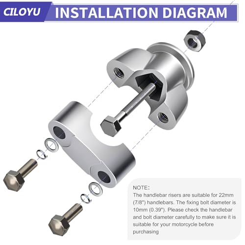 CILOYU 22mm 7/8 Handlebar Risers Mount Clamps Motorcycle Handle Bar Riser Replacement for Apollo 250 Ninja 500 XT600 XR50 Dirt Pit Bike ATV Scooter Powersports Accessories Parts - Image 2