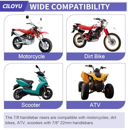 CILOYU 22mm 7/8 Handlebar Risers Mount Clamps Motorcycle Handle Bar Riser Replacement for Apollo 250 Ninja 500 XT600 XR50 Dirt Pit Bike ATV Scooter Powersports Accessories Parts - Image 4