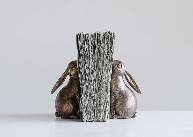 Creative Co-Op Decorative Resin Rabbit Bookends, Bronze, Set of 2 - Image 3