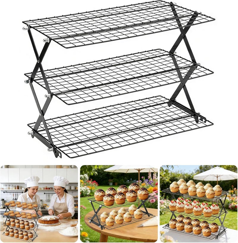 Flexible Baking Cooling Stand Constructed From Top Grade Carbon Steel Provides Foldable Design and Generous Space for Food Chilling Easy Cooling Rack - Image 2