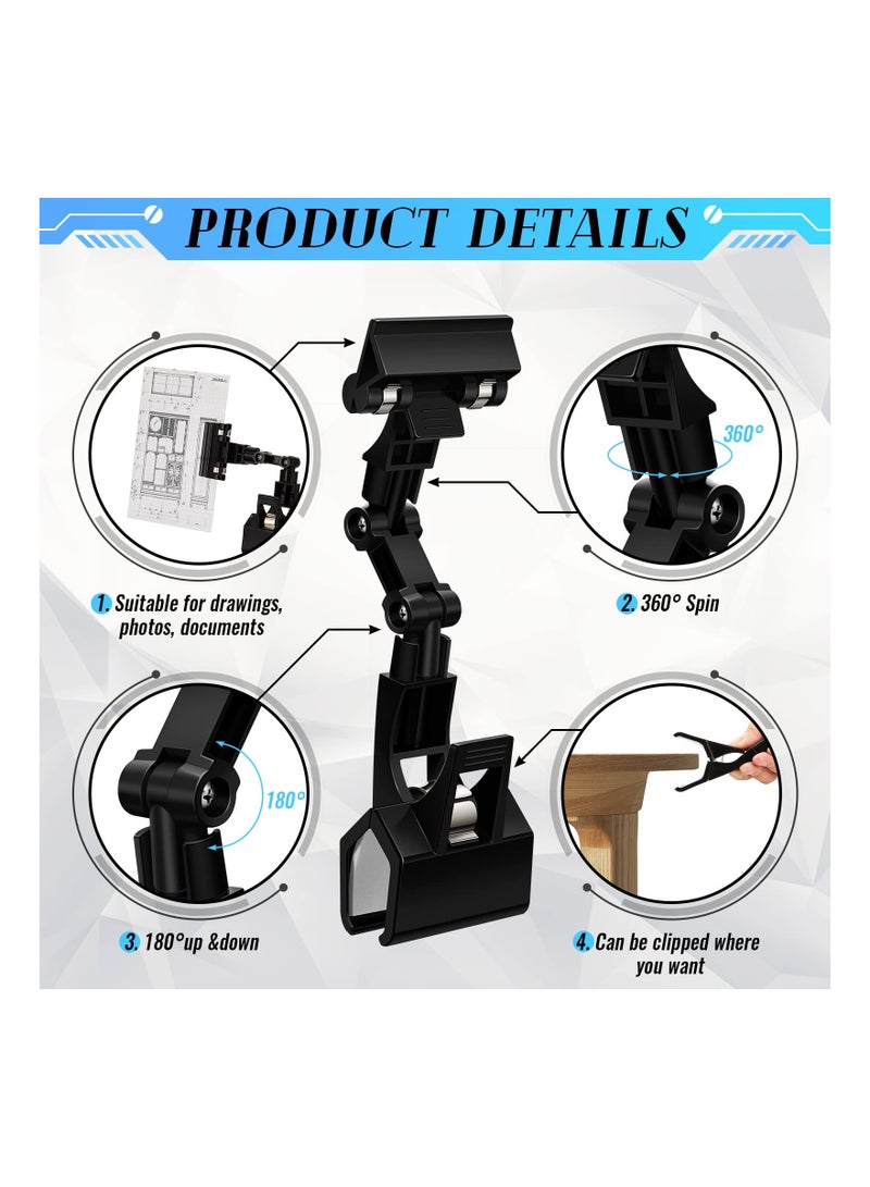 SOLARAE Flexible Documents Holder, Foldable Adjustable Copy Holder Clip Paper Holder for Computer Monitor Handy Artist Supplies Holder Canvas Clamp for Business, Store, Supermarket, Office, Black(Pack of 4 ) - Image 5