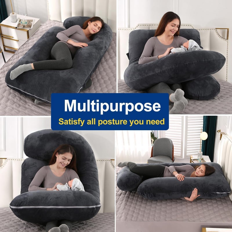 PumPum U Shaped Full Body Maternity Pillow with Removable Cover - Support for Back, Legs, Belly, HIPS, Black - Image 5