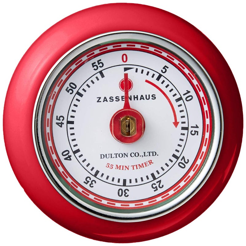 Zassenhaus Magnetic Retro Kitchen Timer, Classic Mechanical Cooking Timer (Red), 2.75-Inch - Image 2