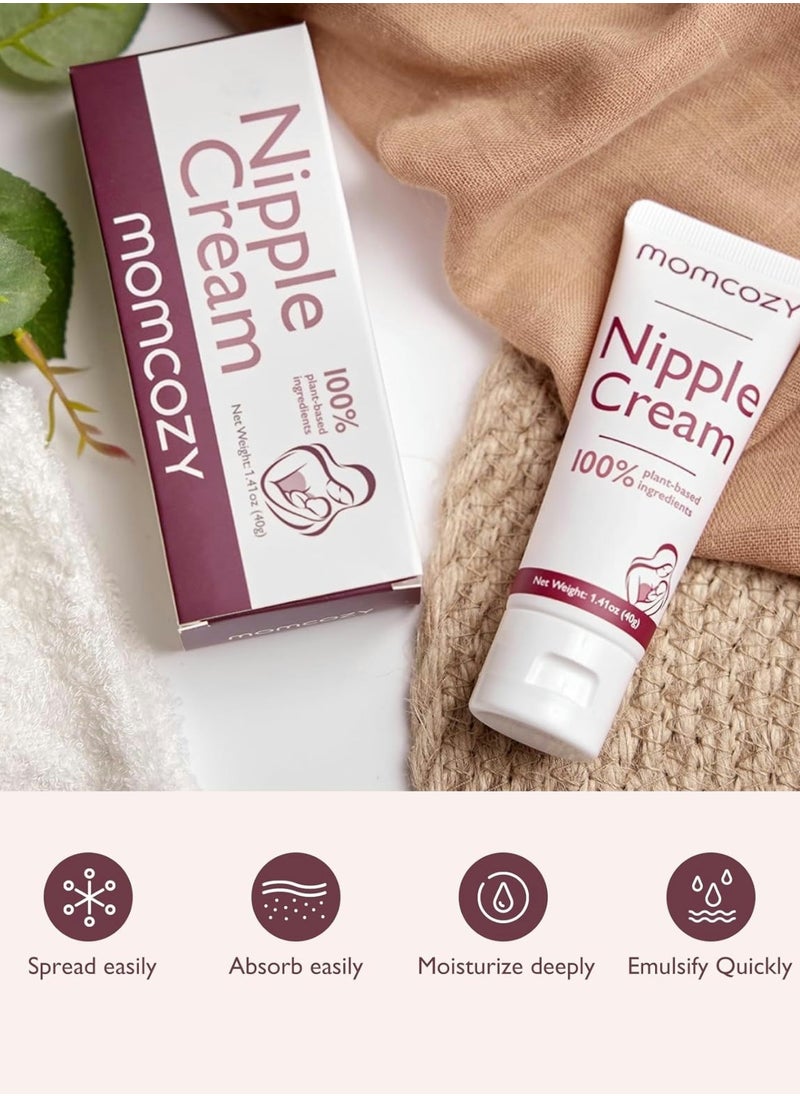 Momcozy Nipple Cream Safe for Breastfeeding, 100% Natural, Vegan Lanolin-Free Nipple Balm, Soothing Cream, Breastfeeding Essentials for Nursing & Pumping Moms, 40g  - Image 5