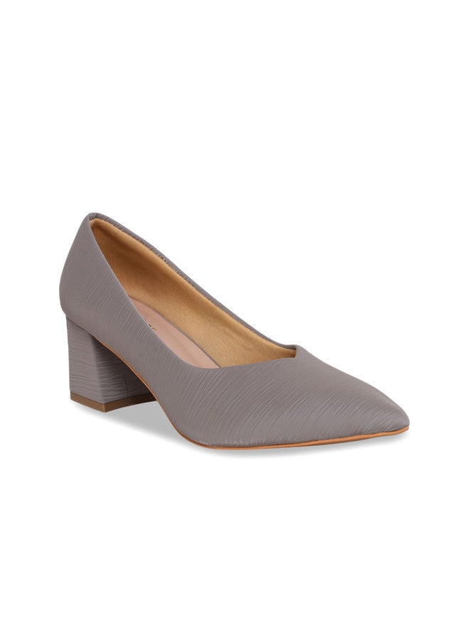 She Zone Grey Block Heel Pumps for Women - Image 2