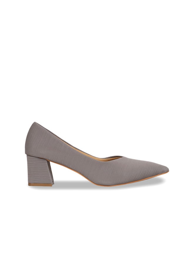 She Zone Grey Block Heel Pumps for Women - Image 4