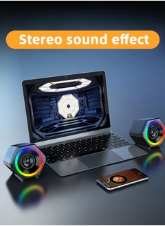 LOOPITYS PC Speakers,USB Wired Subwoofer  Speakers, Computer PC Speakers Laptop Desktop Small Audio Speaker,USB Powered Computer Stereo Speaker for PCs,Desktop,Computer,Laptop  - Image 2