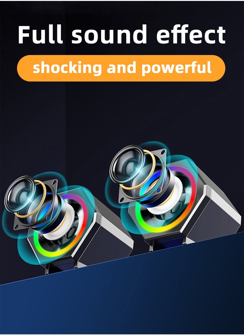 LOOPITYS - PC Speakers,USB Wired Subwoofer  Speakers, Computer PC Speakers Laptop Desktop Small Audio Speaker,USB Powered Computer Stereo Speaker for PCs,Desktop,Computer,Laptop - Image 1