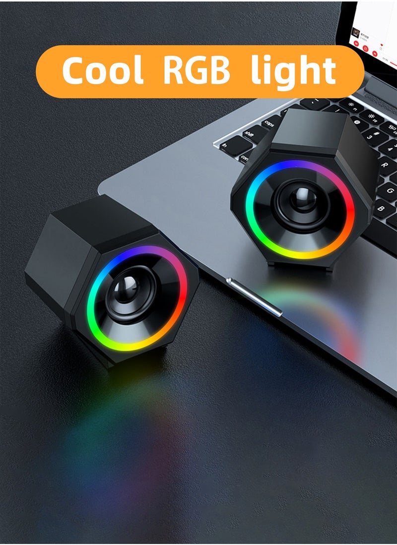 LOOPITYS - PC Speakers,USB Wired Subwoofer  Speakers, Computer PC Speakers Laptop Desktop Small Audio Speaker,USB Powered Computer Stereo Speaker for PCs,Desktop,Computer,Laptop - Image 1