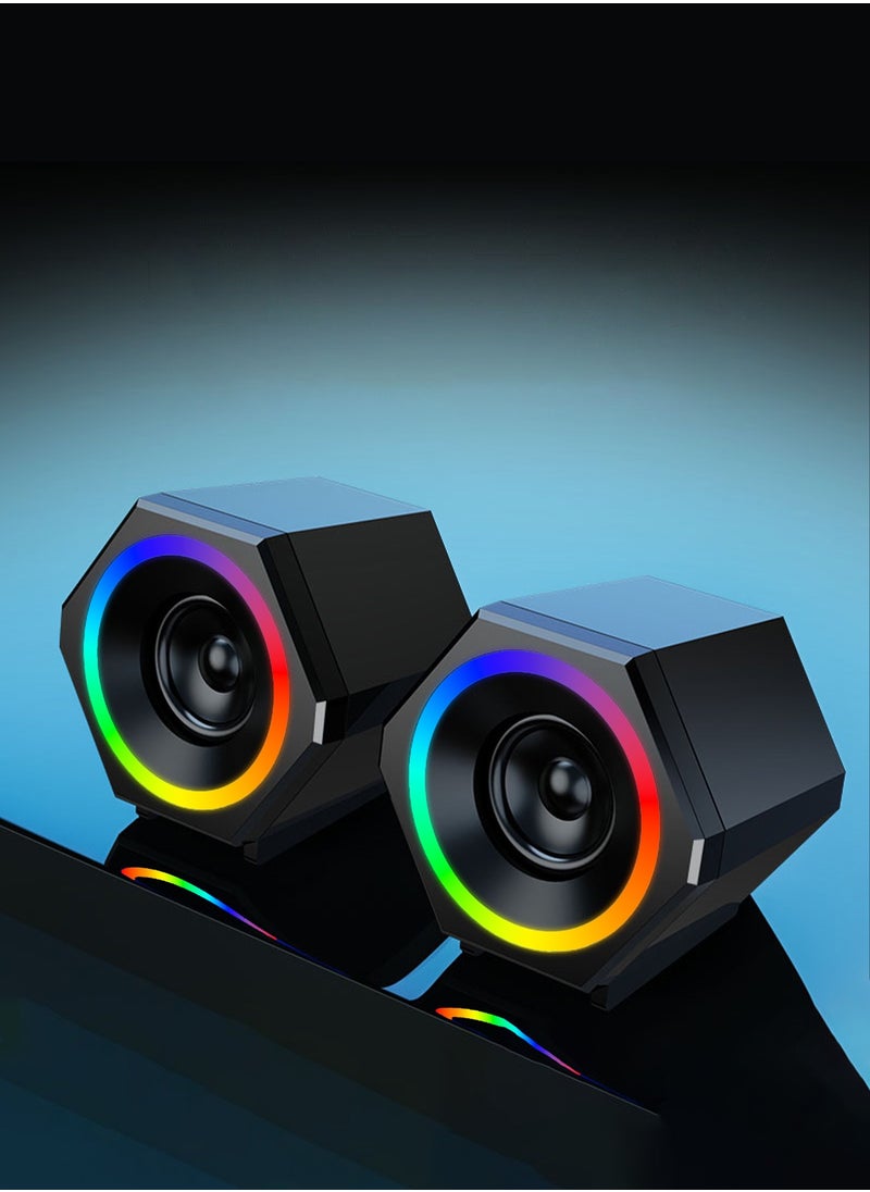 LOOPITYS - PC Speakers,USB Wired Subwoofer  Speakers, Computer PC Speakers Laptop Desktop Small Audio Speaker,USB Powered Computer Stereo Speaker for PCs,Desktop,Computer,Laptop - Image 1