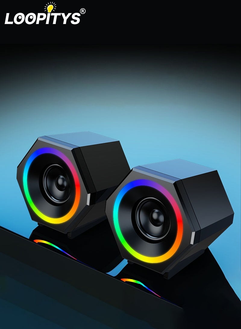 LOOPITYS PC Speakers,USB Wired Subwoofer  Speakers, Computer PC Speakers Laptop Desktop Small Audio Speaker,USB Powered Computer Stereo Speaker for PCs,Desktop,Computer,Laptop - Image 1