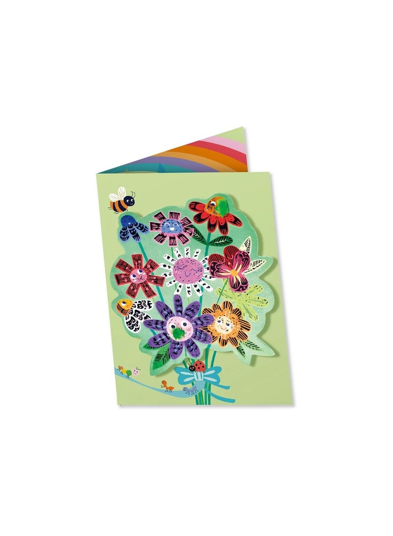 Avenir Scratch Flowers  Arts & Crafts, Greeting Cards Set, Make Beautiful Greetings Cards, Scratch Art 3+ - Image 3