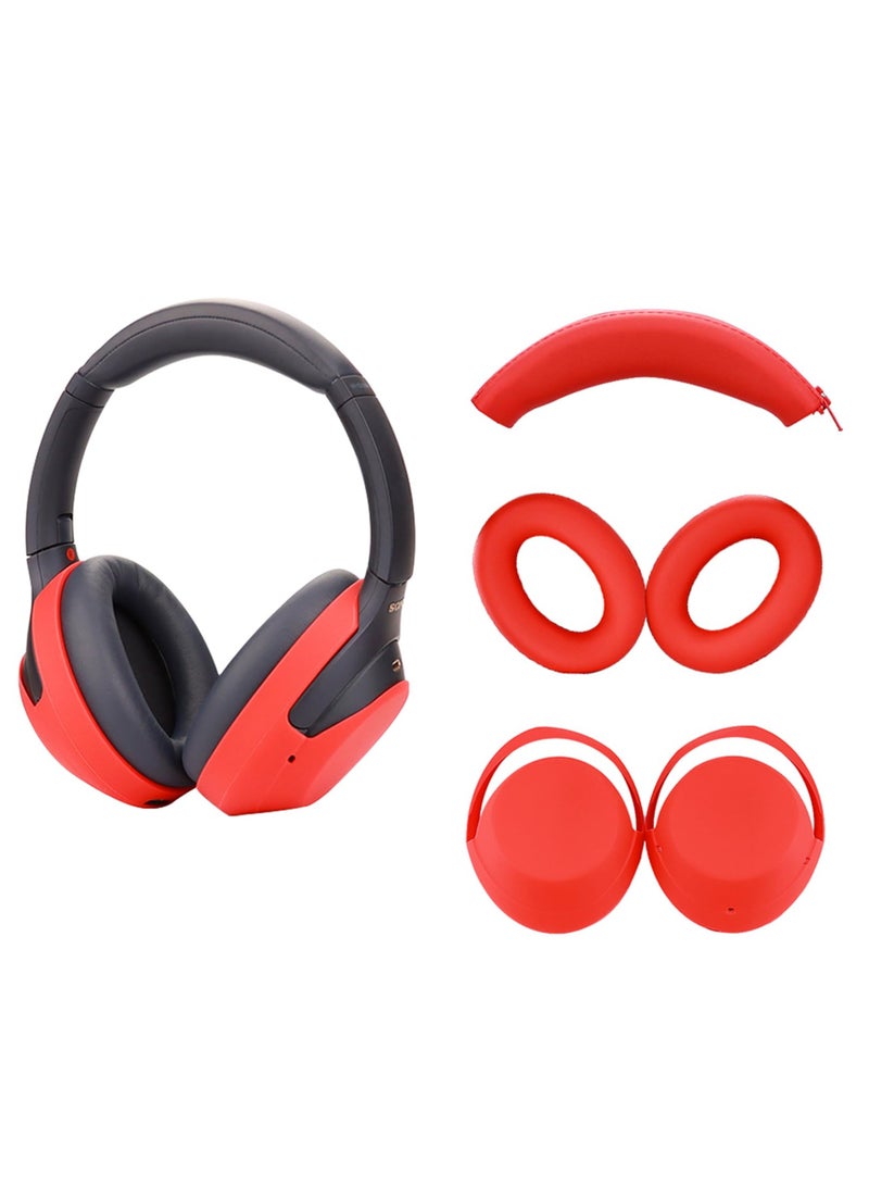 Sony WH-1000XM4 Case Cover Soft Silicone Anti-Scratch Ear Pad Cover/Ear Cups Cover/Headband Cover for Sony Headphones (Red)  - Image 1