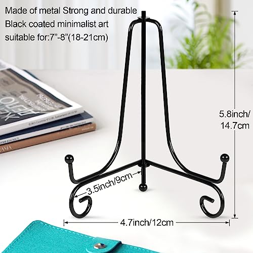 vivinin 4 Pack Plate Stands For Display,Plate Holder 6 '',Picture Frame Stand of Metal,Frame and Artworks,Small Easel for Book,Tabletop Art,Picture,Photo Platter,black (21ZSJ0001) - Image 2