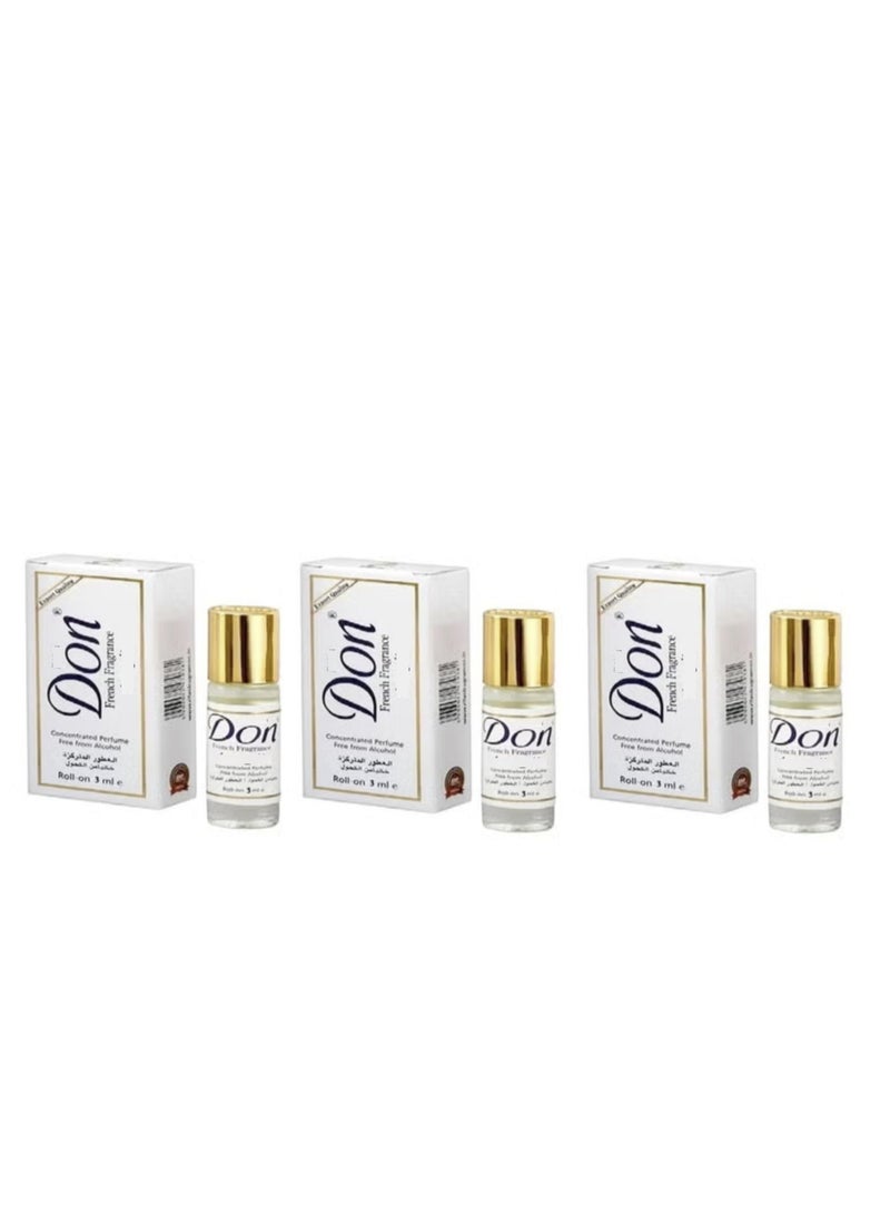 دون 3 حبه عطر دون مركز رول اون برفيوم خالي من الكحول - 3x3 مل  - Image 1