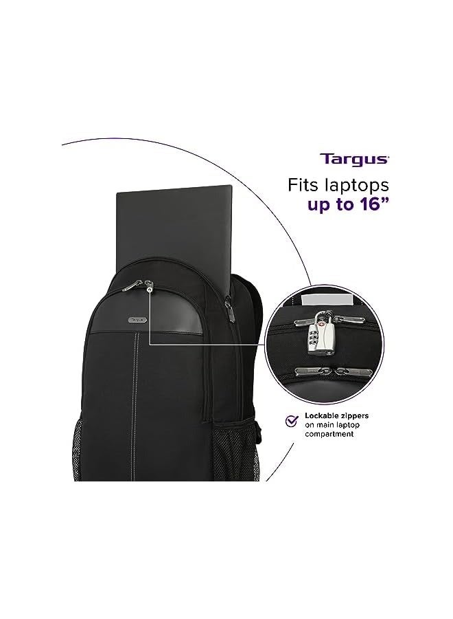 targus 15-16 Inch Classic Laptop Backpack - Fits Most Laptops up to 16", Padded Travel Backpack for Business Commuters, College, and Travel (TBB943GL) - Image 3