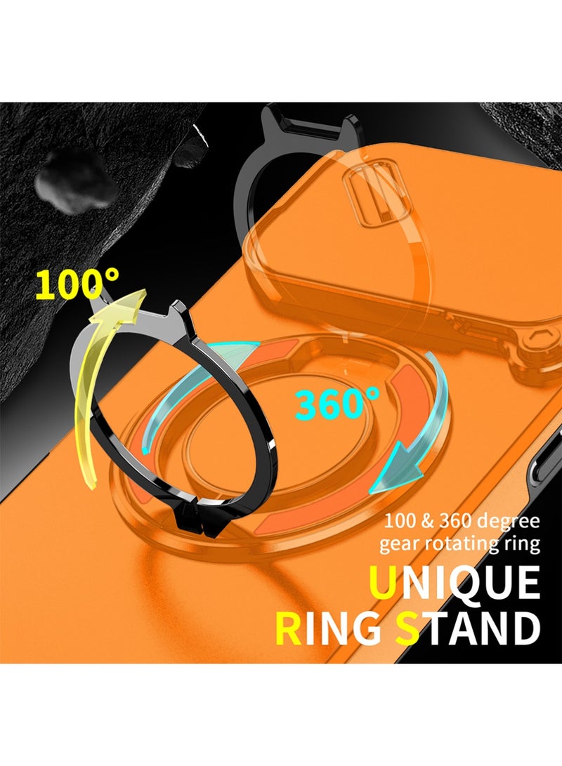 X-level iPhone 17 Pro Case, Designed for iPhone 17 Pro Cover, Heavy Duty Shockproof Protection Case Cover with Finger Ring Phone Holder and Camera Lens Protector Slide Window, Phone Protect Case Cover for iPhone 17 Pro Orange - Image 3