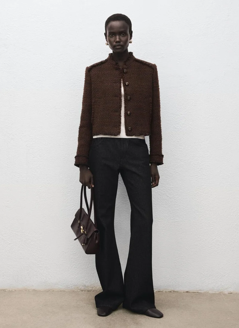 MANGO Tweed jacket with frayed ends