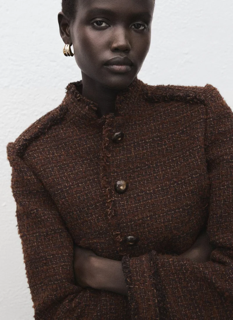 MANGO Tweed jacket with frayed ends