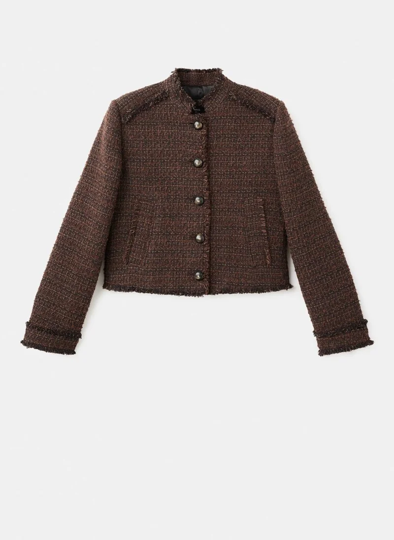 MANGO Tweed jacket with frayed ends