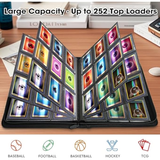 Old Canal TOP LOADER BINDER, 9 POCKETS CARD BINDER HOLDS 252 TOP LOADERS, PREMIUM TRADING CARD COLLECTION HOLDER, TOP LOADER STORAGE ALBUM FOR TCG, SPORTS CARDS, BLACK (FOR TOP LOADERS ONLY) - Image 5