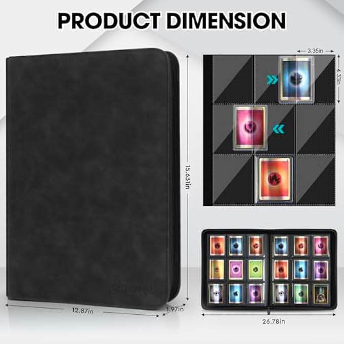 Old Canal TOP LOADER BINDER, 9 POCKETS CARD BINDER HOLDS 252 TOP LOADERS, PREMIUM TRADING CARD COLLECTION HOLDER, TOP LOADER STORAGE ALBUM FOR TCG, SPORTS CARDS, BLACK (FOR TOP LOADERS ONLY) - Image 3