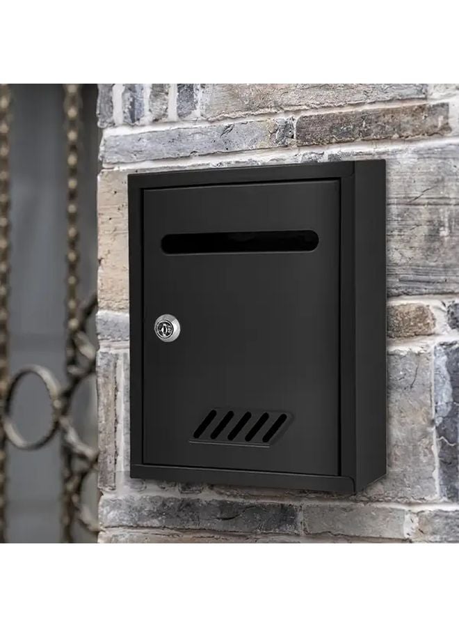 صندوق بريد خارجي آمن أبيض مع قفل ومفتاحين، مثبت على الحائط، مقاوم للماء، صندوق اقتراحات معدني - Image 4