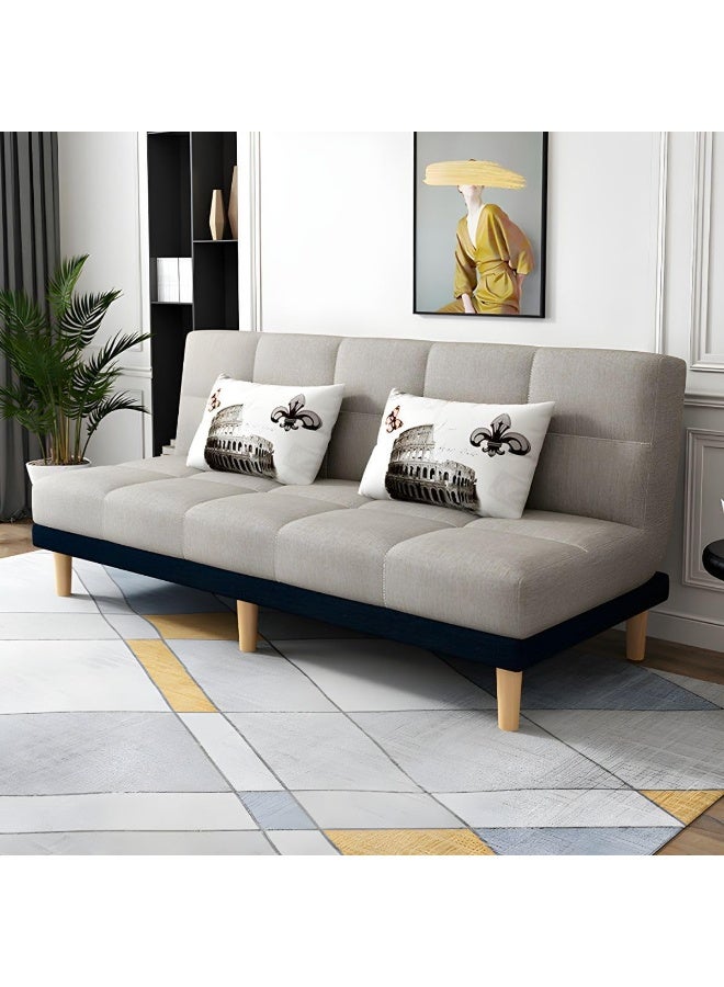 Zayn comforts Armless Sofa Bed with Tight-Back Design in modern Blend Fabric (GreyBlue) - Image 1