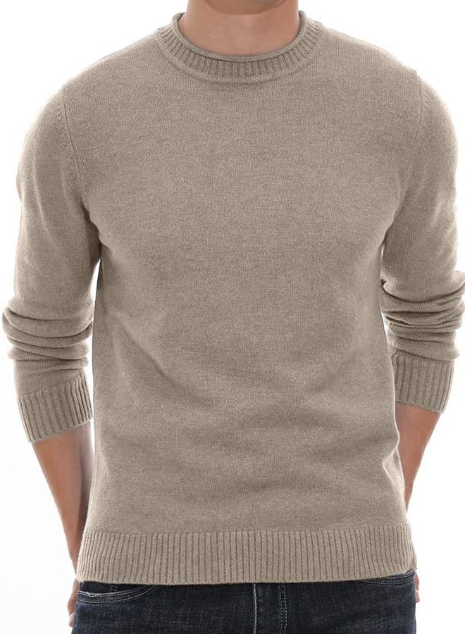 Sailwind Men's Crewneck Sweater Soft Casual Sweaters for Men Classic Pullover Sweaters Khaki - Image 1