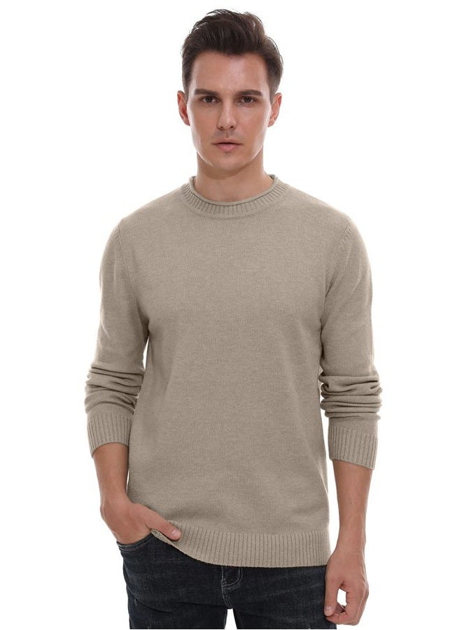 Sailwind Men's Crewneck Sweater Soft Casual Sweaters for Men Classic Pullover Sweaters Khaki - Image 2