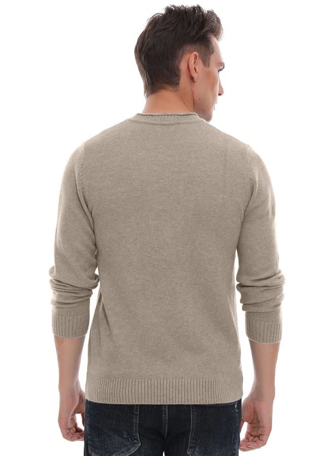 Sailwind Men's Crewneck Sweater Soft Casual Sweaters for Men Classic Pullover Sweaters Khaki - Image 4