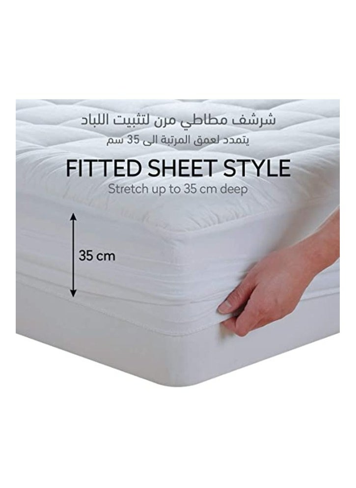 دوناتيلا - غطاء مرتبة الفندق: 200 * 200+14 سم قطن 1550 جي إس إم نمط مناسب ، مقاس كينج ، قماش فائق النعومة ، أبيض - Image 1