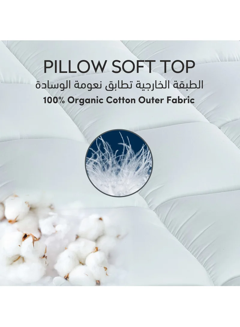 Donetella Hotel Mattress Topper: 200x200+14 cms Cotton Top 1550 Gsm Fitted Style, King Size, Supersoft Fabric,White
