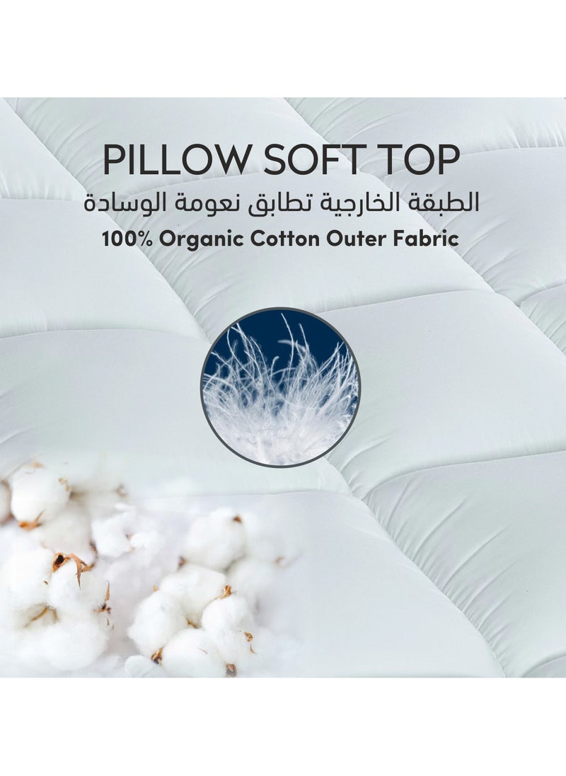 دوناتيلا - غطاء مرتبة الفندق: 200 * 200+14 سم قطن 1550 جي إس إم نمط مناسب ، مقاس كينج ، قماش فائق النعومة ، أبيض - Image 1