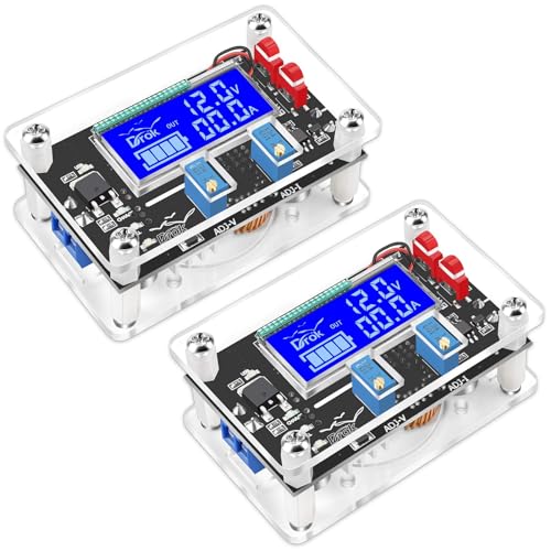 DROK Adjustable Voltage Regulator, DC Buck Boost Converter 6-30V to 0.5-30V 4A 60W 5V 24V Voltage Converter, 12V Power Supply Step Up Step Down Transformer with USB Port Case LCD Display Volt Amp - Image 1
