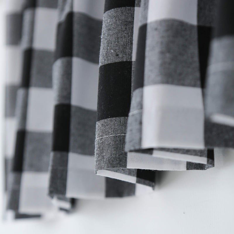 Natus Weaver 3 PC Cotton Classic Country Farmhouse Kitchen Window Stain -Black & White Buffalo Check Tier & Valance Set 54 "X 18" " / 27" "X 36" " - Image 4