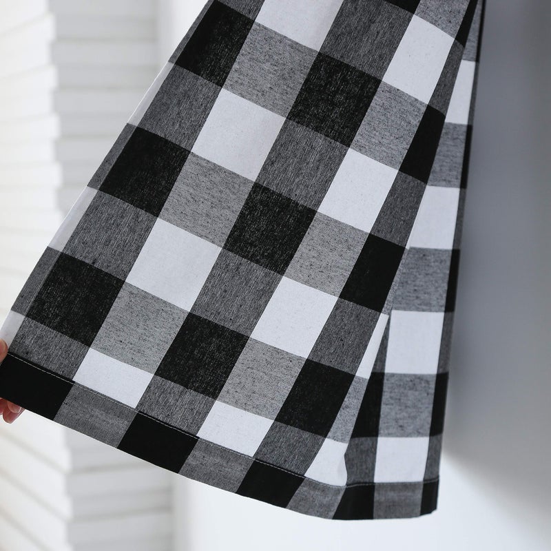 Natus Weaver 3 PC Cotton Classic Country Farmhouse Kitchen Window Stain -Black & White Buffalo Check Tier & Valance Set 54 "X 18" " / 27" "X 36" " - Image 5