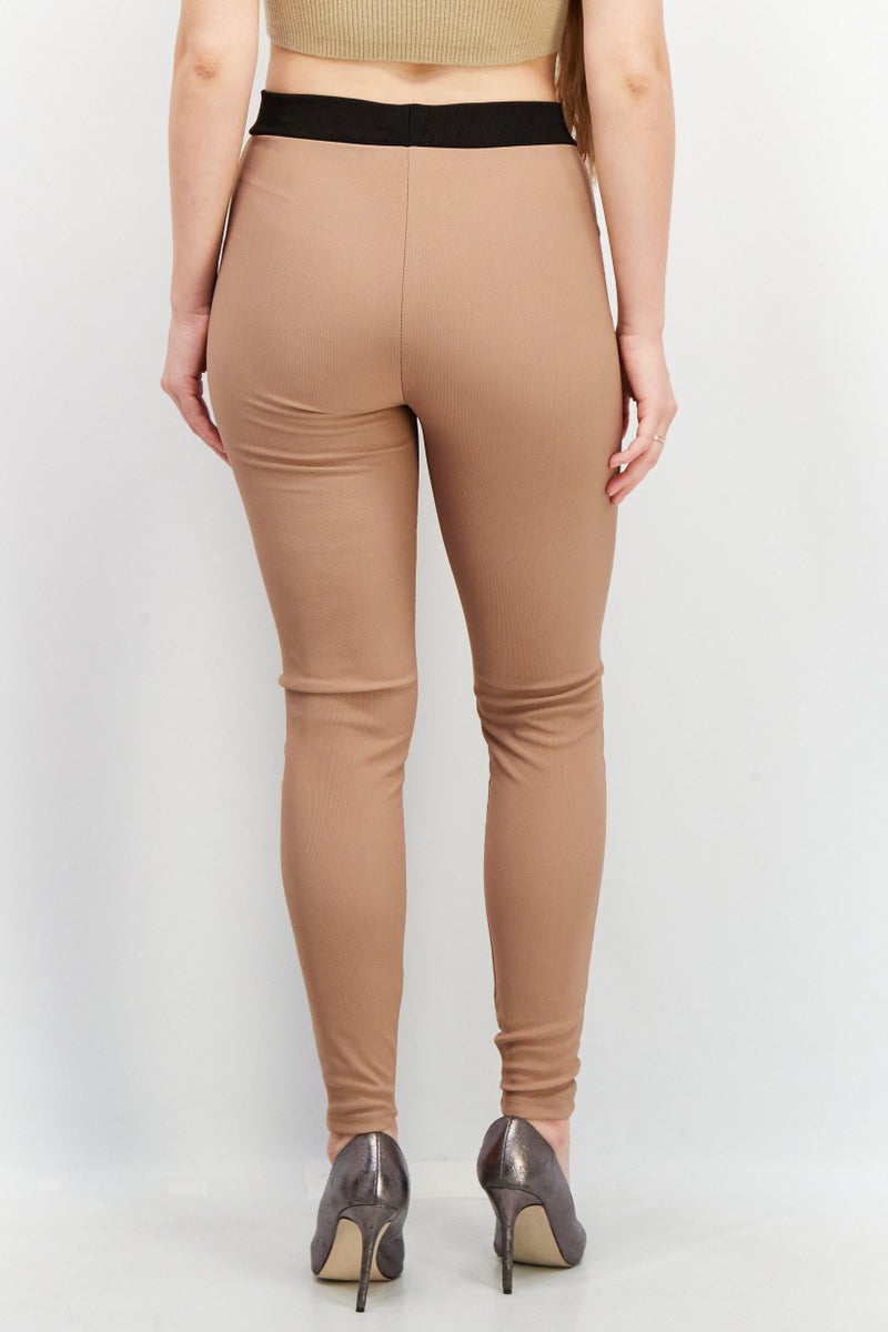 Reserved Women Full Length Textured Leggings, Brown - Image 4