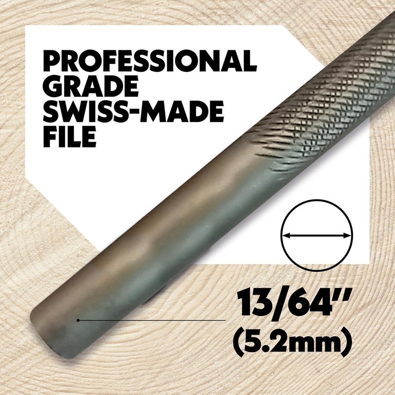 Oregon 13/64" (5.2mm) Professional Round Chainsaw Chain Sharpening Files for 3/8", .404" Stihl Chains, 12 Pack (70505) Black - Image 1