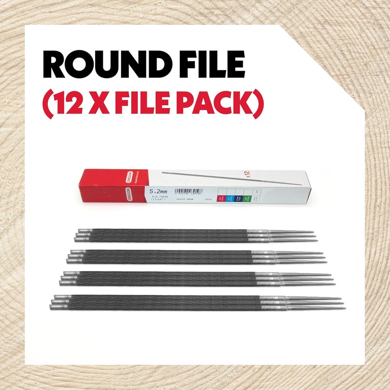 Oregon 13/64" (5.2mm) Professional Round Chainsaw Chain Sharpening Files for 3/8", .404" Stihl Chains, 12 Pack (70505) Black - Image 2