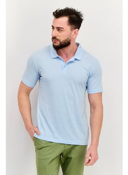 Project Essentials Men Regular Fit Solid Short Sleeve Polo Shirt, Light Blue  - Image 1